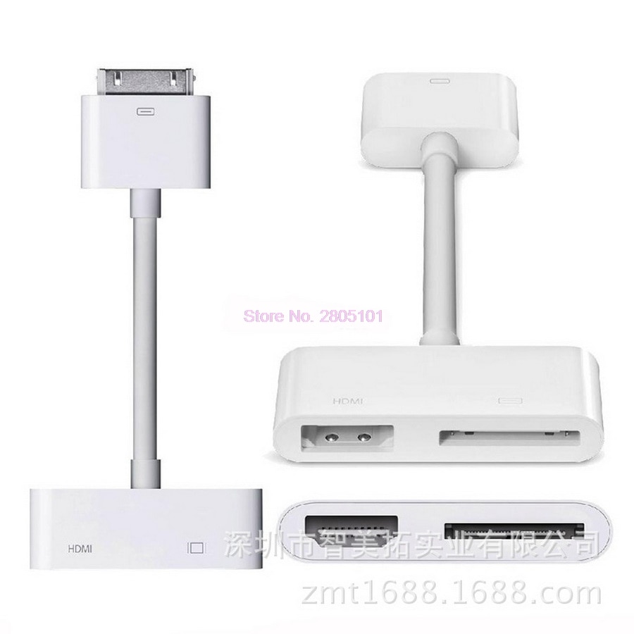  Ǵ  50pcs AV HDMI  ̺ Ŀ 30Pin Dock Ŀ to HDMI for iPhone 4 4s For iPad 2 3 For iPod For iPad
